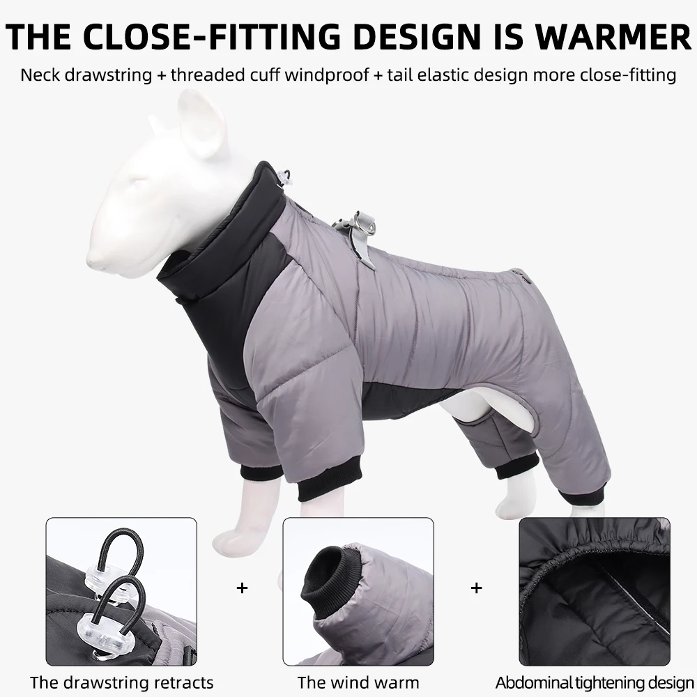 Wasserdichter Hunde-Overall, Mantel, Winter, Haustier-Hundekleidung, warme Welpen-Baumwolljacke für kleine und mittelgroße Hunde, Mops, Chihuahua-Kostüm, Bulldogge – Detail 13