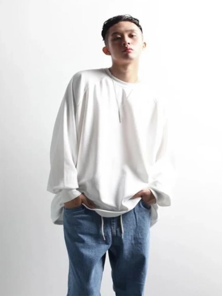 

Men's Long Sleeve Spring And Autumn New Bubble Sleeve Loose Round Collar Fashion Brand Large Size T-Shirt