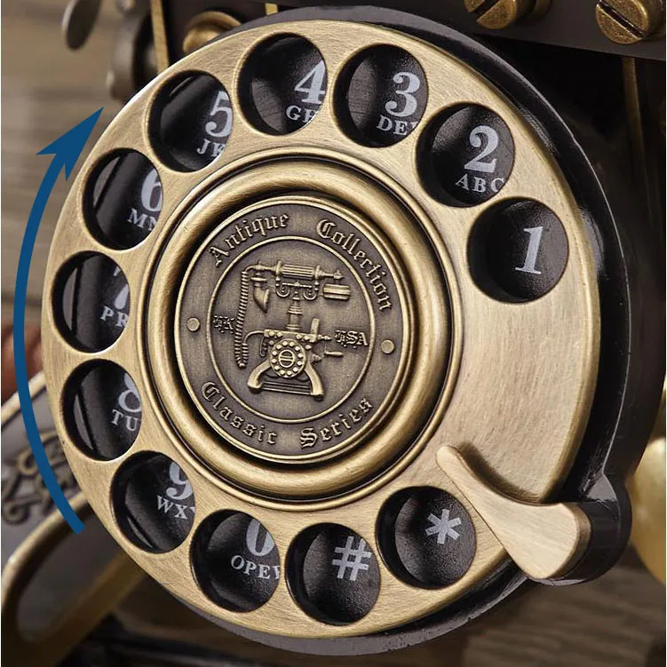 European Antique landline Telephone made of metal vintage phone home office house hotel retro fixed revolve  mechanical ringtone