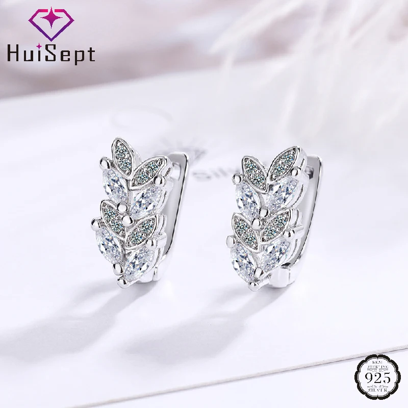 

HuiSept Fashion Earrings Accessories 925 Silver Jewelry with Zircon Gemstone Drop Earrings for Women Wedding Party Bridal Gift