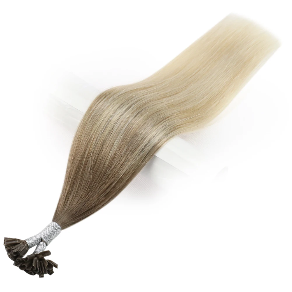 Volledige Glans U Tip Hair Extensions Fusion Haar Balayage Kleur 40-50g Keratine Lijm Kralen Prebonded Human hair Extensiones - afbeelding 2