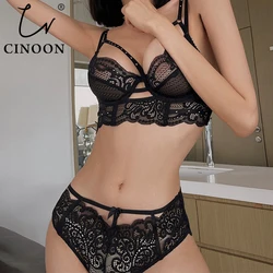 CINOON Top Classic Bandage Bra Set Lingerie Push Up Brassiere Lace Underwear Set Sexy Embroidery Panties For Women underwear