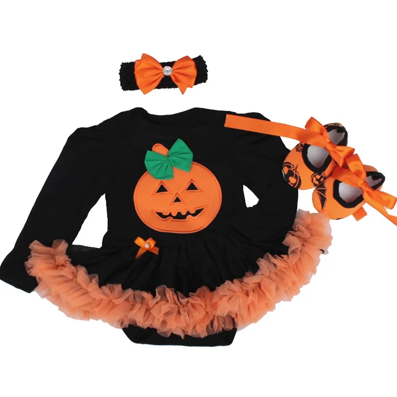 Halloween dziewczynka niemowlę 3 szt. Zestawy ubrań garnitur księżniczka Tutu Romper sukienka/kombinezon Xmas Bebe Party kostiumy urodzinowe Vestido