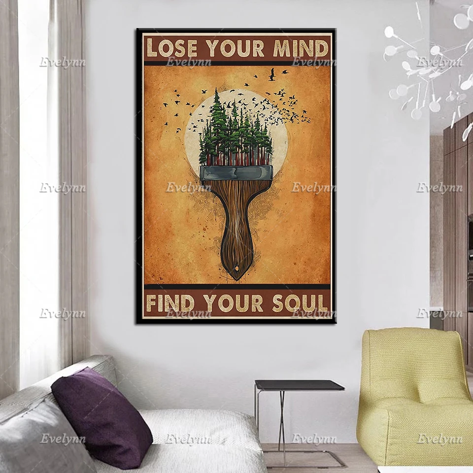 Lose Your Mind Find Your Soul Poster,In The Forest Prints,Birds Lover Wall Art,Paint The Forest Canvas, Natura Lover Home Decor