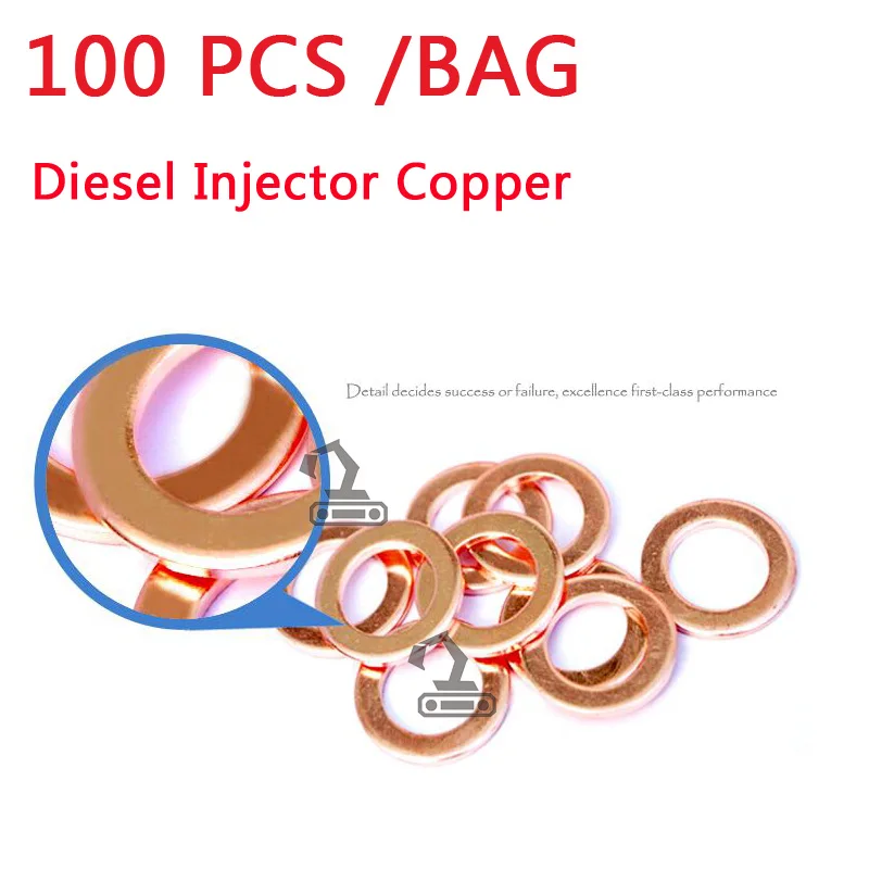 100pcs 7x15mm / 9x18mm Diesel Common Rail Injector Copper Seal Washer Gasket Ring Repair Kits
