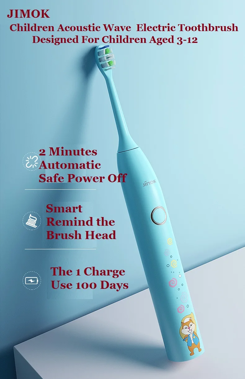 JIMOK-cepillo de dientes eléctrico M1 para niños, dispositivo inteligente para blanquear, IPX7, resistente al agua, carga rápida por USB