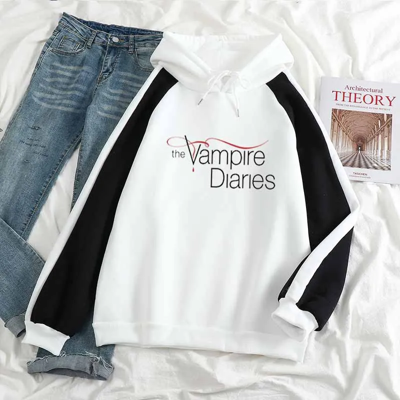 The Vampire diaries loose contrast color hoodie men women winter new casual all-match fashion personality sweatshirt loose Tops