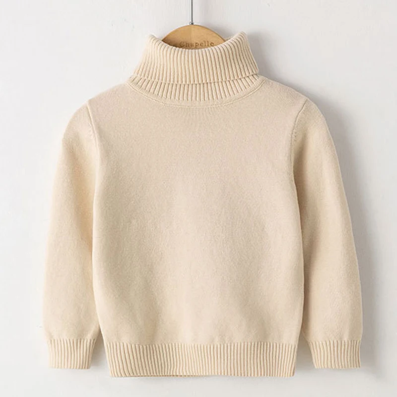 Sweater For Fall/Winter New Style Pure Cotton Boys And Girls Candy Color White Bottoming Turtleneck Sweater