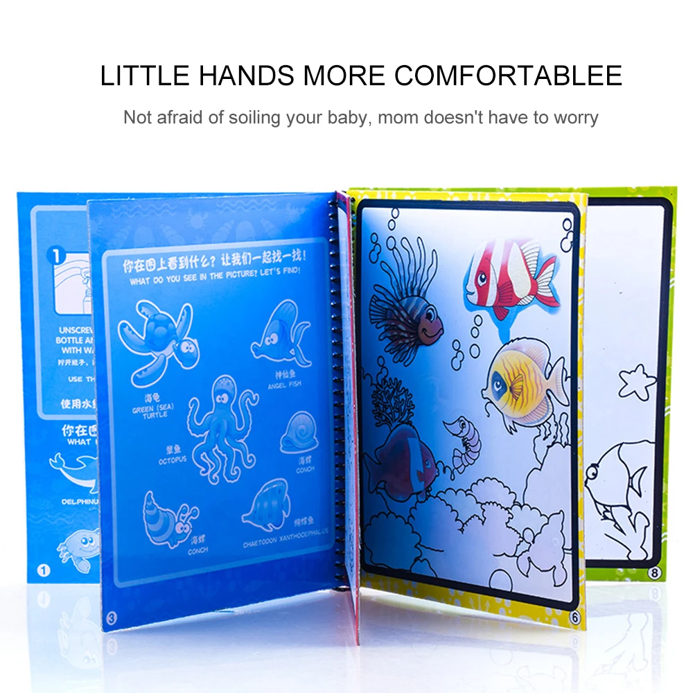 Kids Cartoon Drawing Book Montessori Coloring Doodle Painting Drawing Board Notebook Magic Pen Educational Toys For Children