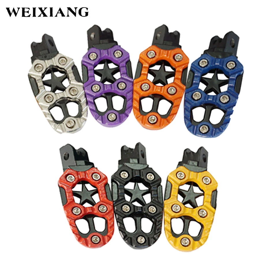 2x Universal Aluminum Alloy Motorcycle Foot Pegs Front Rider Footpegs Pedals For Dirt Pit Bike ATV Motorcycles Scooter