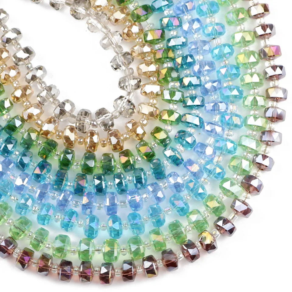 8x6mm 50pcs Wheel Shape Austrian Crystal Flat Round Spacer Glass Loose Beads For Jewelry Making Bracelets Accessories DIY