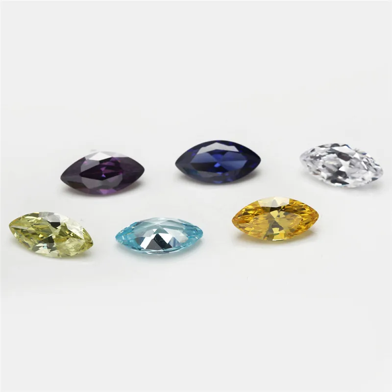 15pcs CZ 1pcs Per Colors Loose Cubic Zirconia Stone Size 4x8~6x12mm Marquise Shape Synthetic Gems