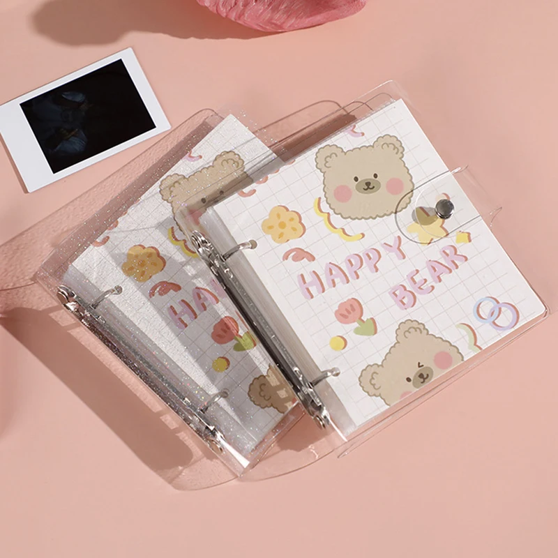3 Inch Polaroid Photo Album Cute Bear Transparent Jewelry Small Card Collection Storage Book Mini Loose Leaf