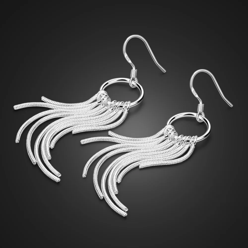 

Fashion New Design Solid 925 Sterling Silver Long Tassel Earrings for Women Elegant Ladies Gifts 100% Sterling Silver Jewelery