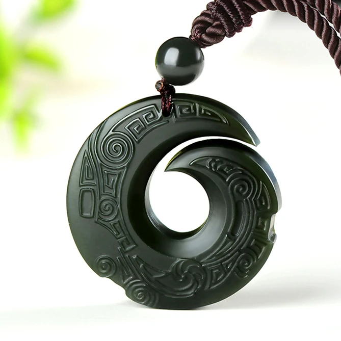Naturalny Hetian Jadeitowy naszyjnik Jadeitowa biżuteria dla mężczyzn Prezenty Buddyjskie szczęście Rzeźbione moda Urok Kobiety Amulet