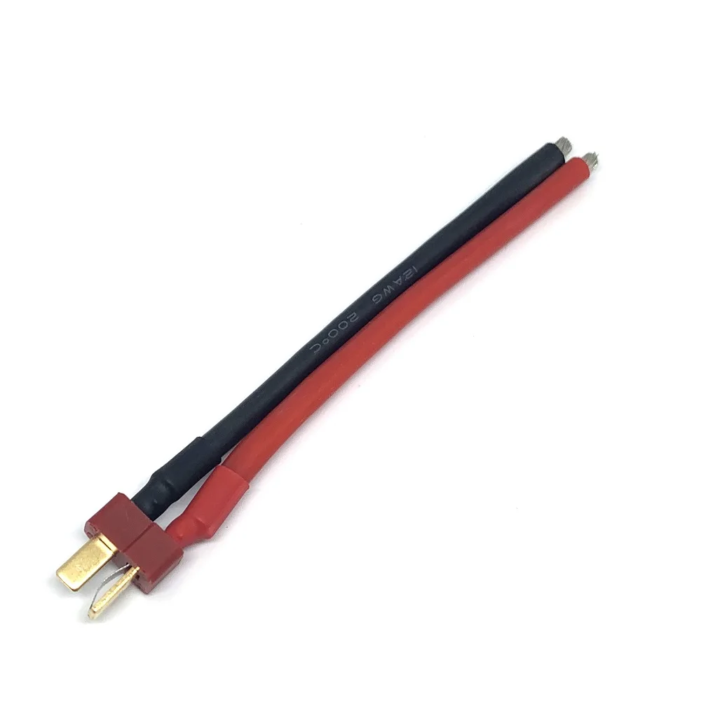 Wholesale 100mm T Plug Battery Connector 12AWG Cable Extension DIY male&female battery Cable for 7.4v 11.1v 14.8v 22.2v battery