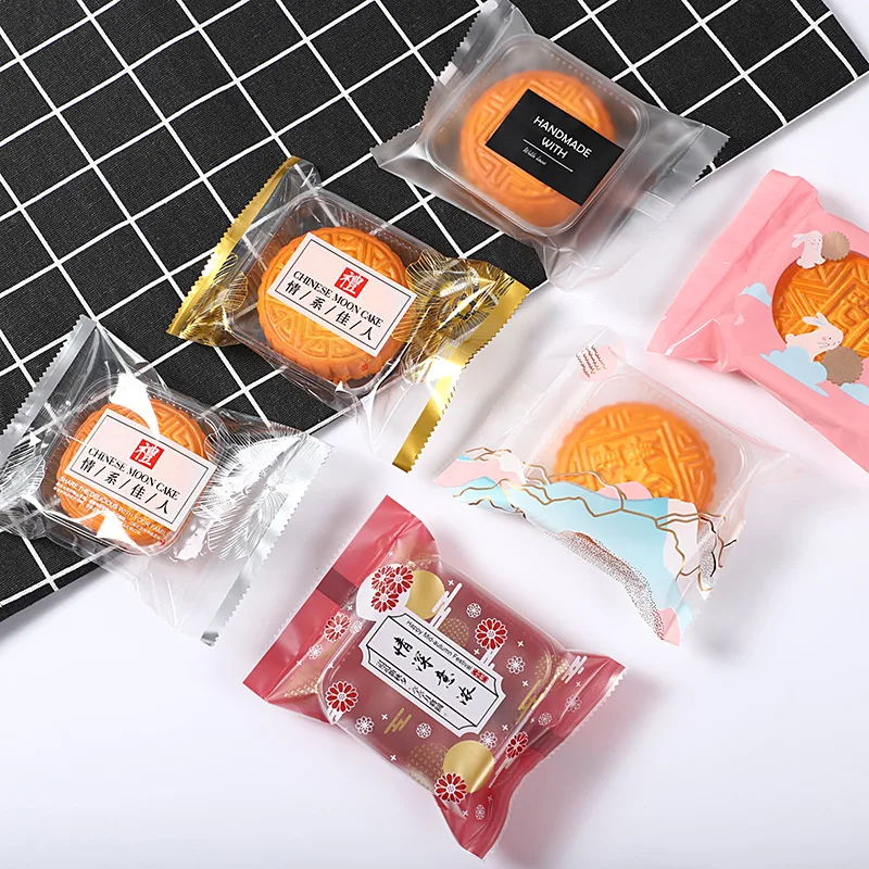 

LBSISI Life 100pcs/Lot 9x11.5CM 50g Handmade Mooncake Hot Seal Bags Candy Snacks Egg Yolk Crisp Packing For Mid-Autumn Festival