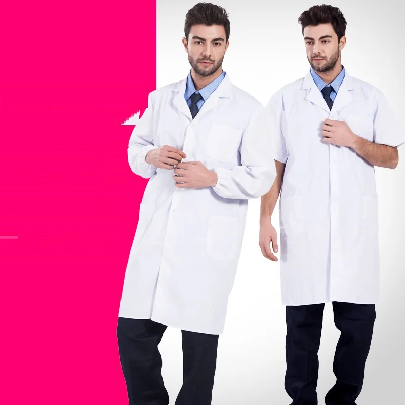 Male Short Sleeve Female Physician Suit Long Sleeve Beauty Salon Clothing White Coat Dust Proof Dental Nurse Lab Student Outfit