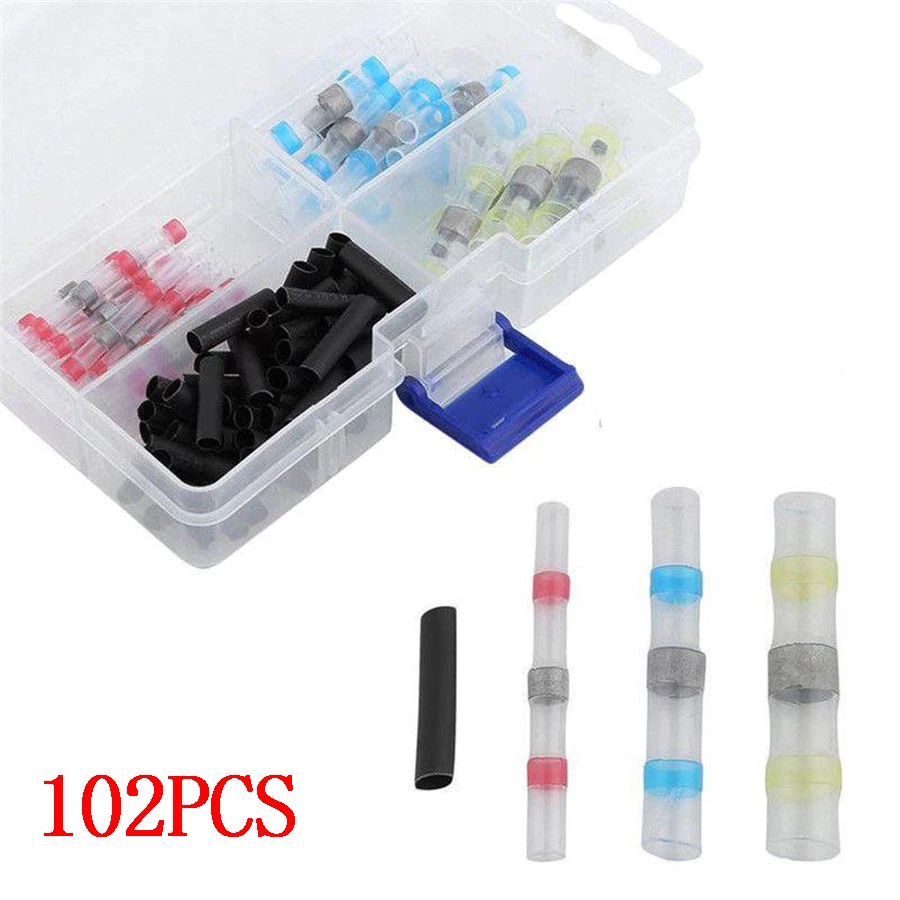 

102 Pcs Waterproof Heat Shrink Solder Splice Wire Connector Terminal 138 °C Melt