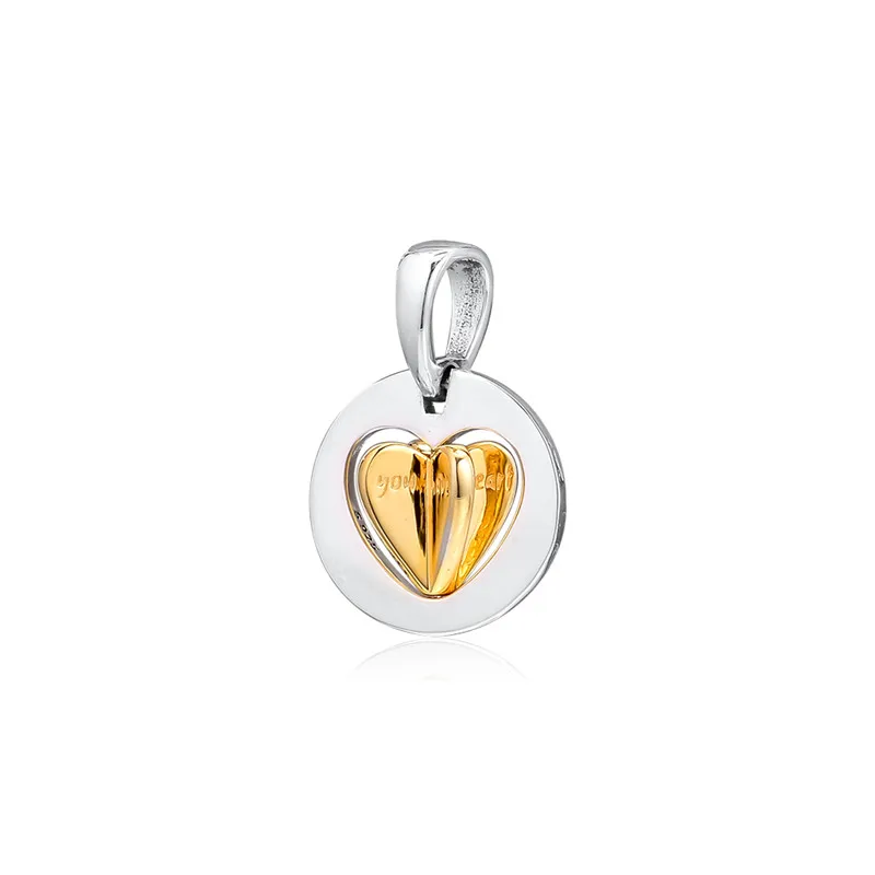 

Женские шармы для браслетов Mum's Golden Shine Heart из стерлингового серебра 925 пробы, винтажные Подвески для изготовления ювелирных изделий