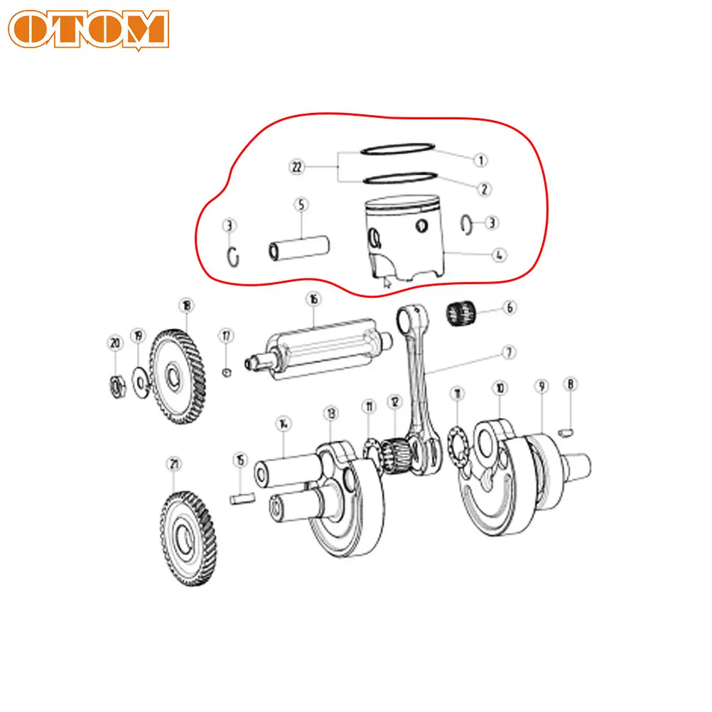 OTOM Motorcycle 66.8mm Piston Combination And 16mm Pin For YAMAHA DT230 MT250 Off-Road Motocross dt 250cc Standard Spare Parts