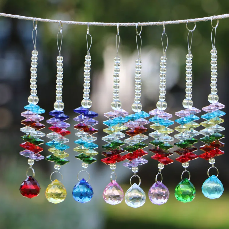 8pcs/lot 20mm Chakra Crystal Suncatcher Chandelier  Ball Prism Pendant Rainbow Maker Hanging Home Wedding Decoration