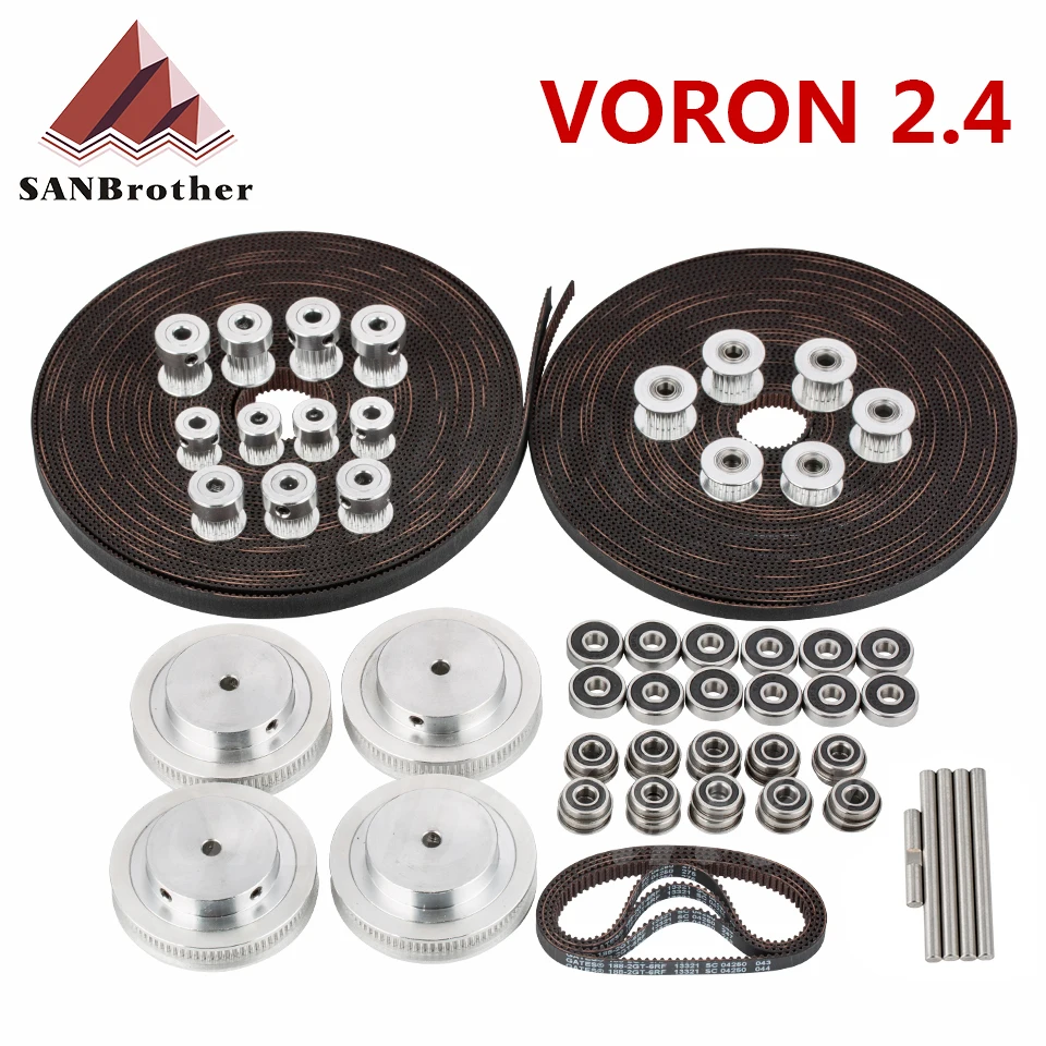 VORON 2.4 Set GT2 LL-2GT RF Open Timing Belt 2GT 16T 80T 20T Tooth Pulley 188-2GT Shaft Bearing 625 F695 2RS Motion Parts