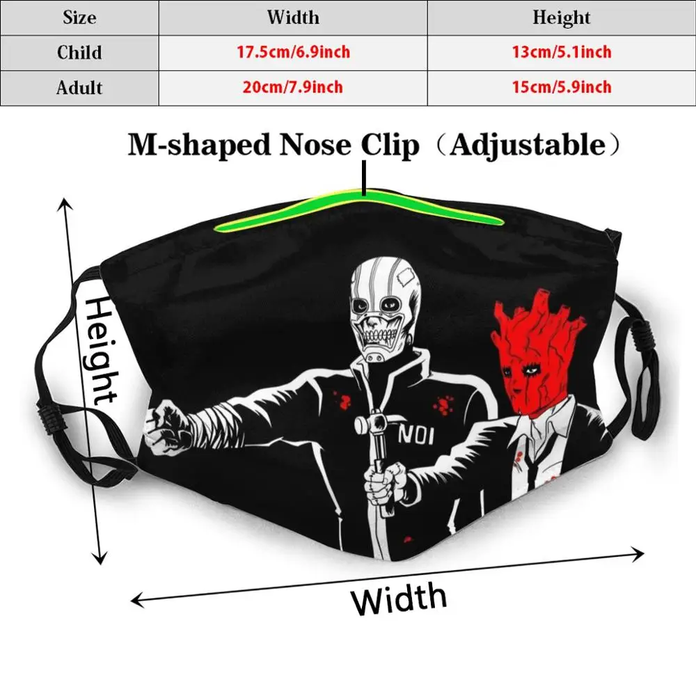 قناع وجه مرشح Pm2.5 ، طباعة ممتعة ، قابل لإعادة الاستخدام ، كارتون دوروهيدورو ، مانغا شين نو ، نيتفليكس ، اتجاه مضحك