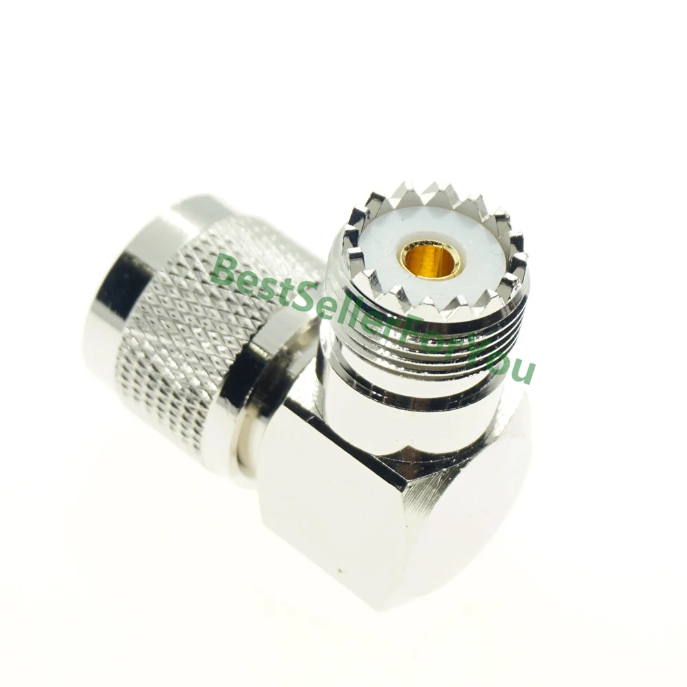 UHF Male Connector PL-259 PL259 Plug To UHF Female SO-239 SO239 JACK CONNECTOR Right Angle 90 Degree RF Adapter