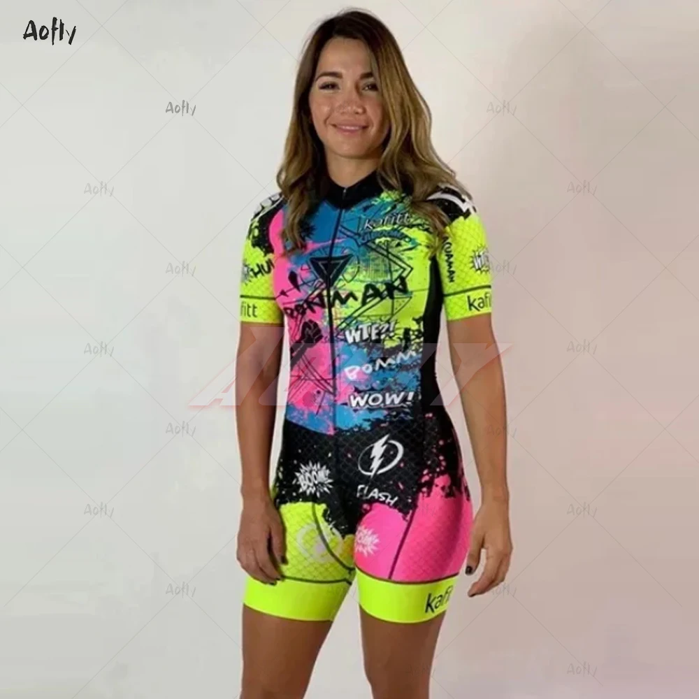 KAFITT Fluorescent color Women‘s Sexy Skinsuit Clothes Cycling Professional Macaquinho Ciclismo Feminino Go Pro Triathlon Sets