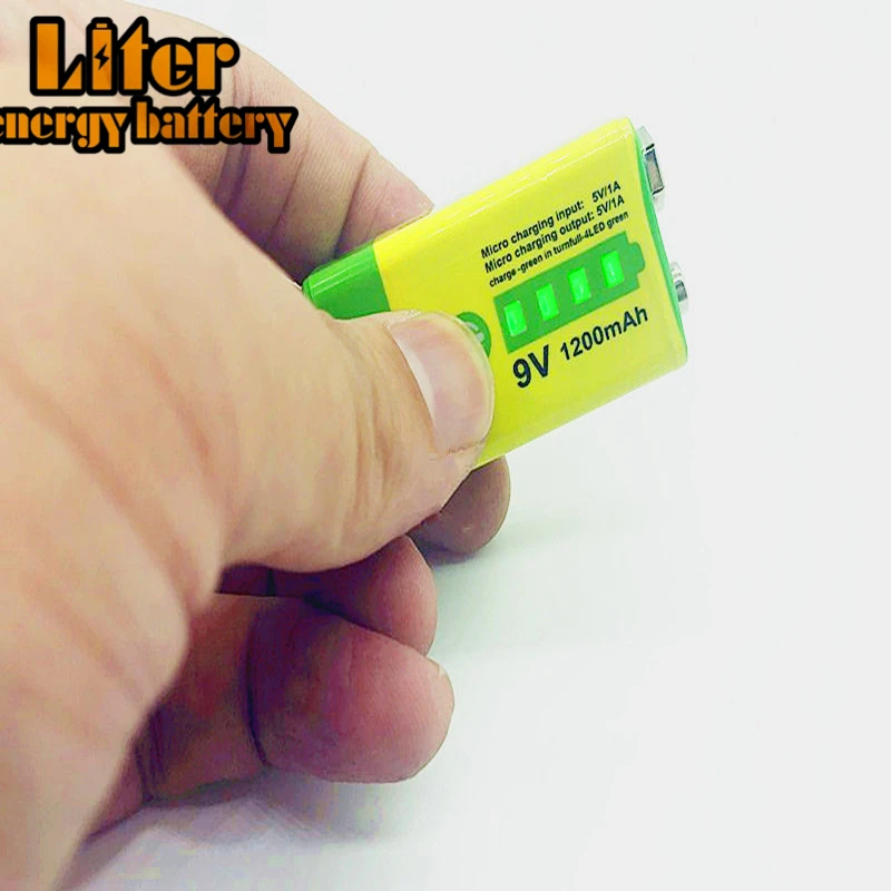 50PCS 9V 6F22 Micro USB 1200mAh rechargeable lithium battery for smoke alarm wireless microphone Guitar EQ Intercom Multimeter