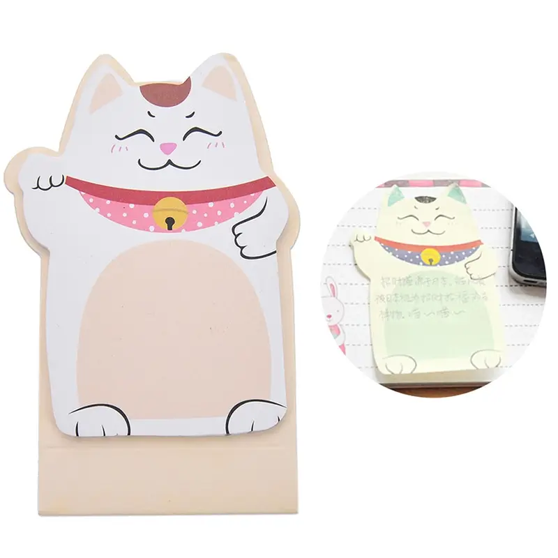 1pcs di Lucky Cat Beckoning Maneki Neko Memo Bookmark Sticky Note