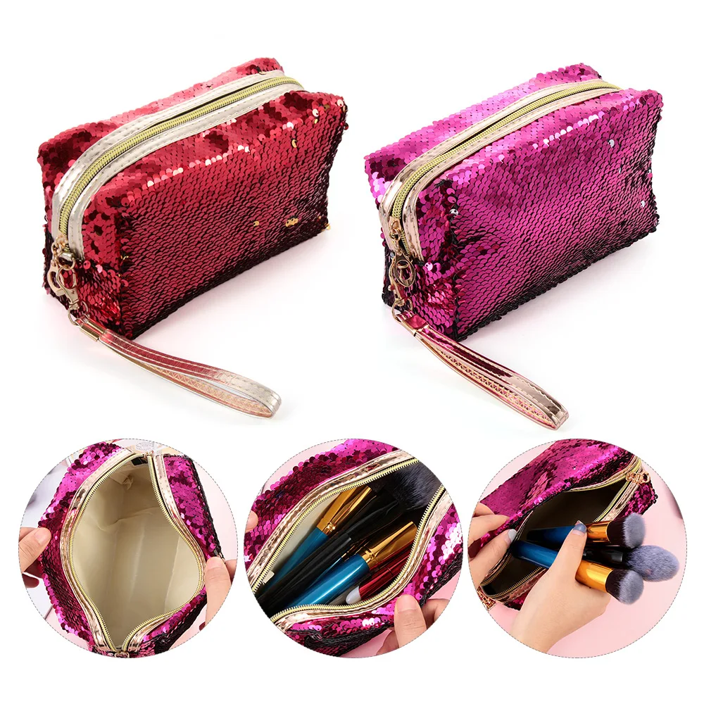 New Women Mermaid Sequins Makeup Bag Pouch New Fashion Girls Glitter Sequins Cosmetic Bags Handbag Travel Storage Zipper Bags