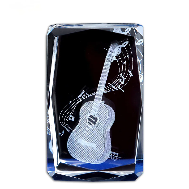 

Transparent Crystal Glass 3D Carved Musical Instruments guitar Crafts Glass Ornaments Figurines Wedding Party Gifts Home Decor