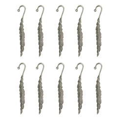10 Pieces Metal Feather Vintage Tibetan Silver Beading Bookmarks Loop DIY Jewelry Wedding Favor Accessories
