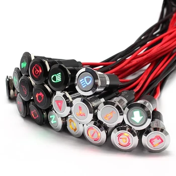 מנורת עמידה במים בקוטר 12 מילימטר FILN 12V LED לרכב, סירה, לוח מחוונים, אורות אזהרה, אורות פילוט, צבע שחור, כרום, מוגמרת