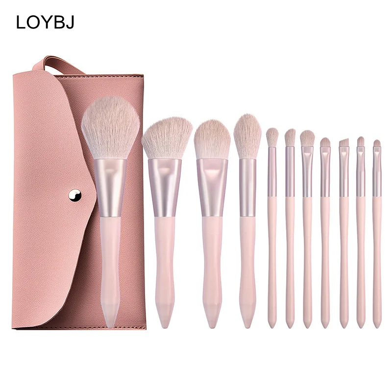 LOYBJ 11pcs Set di pennelli per trucco fondotinta in polvere cosmetica fard contorno correttore sopracciglio ombretto pennello per sfumare strumento per il trucco