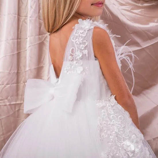 Puffy Tüll Kid Mädchen Party Kleid Ärmellose Lange Mesh Tutu Prinzessin Kleid Hochzeit Durchführen Geburtstag Kleid