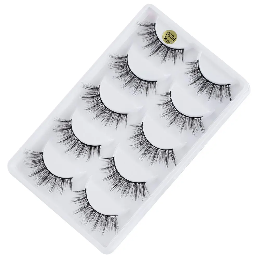 SKONHED  5 Pairs 3D Mink Hair False Eyelashes Thick Crisscross Eye Lashes Wispy Natural Volume Extension Tools Makeup