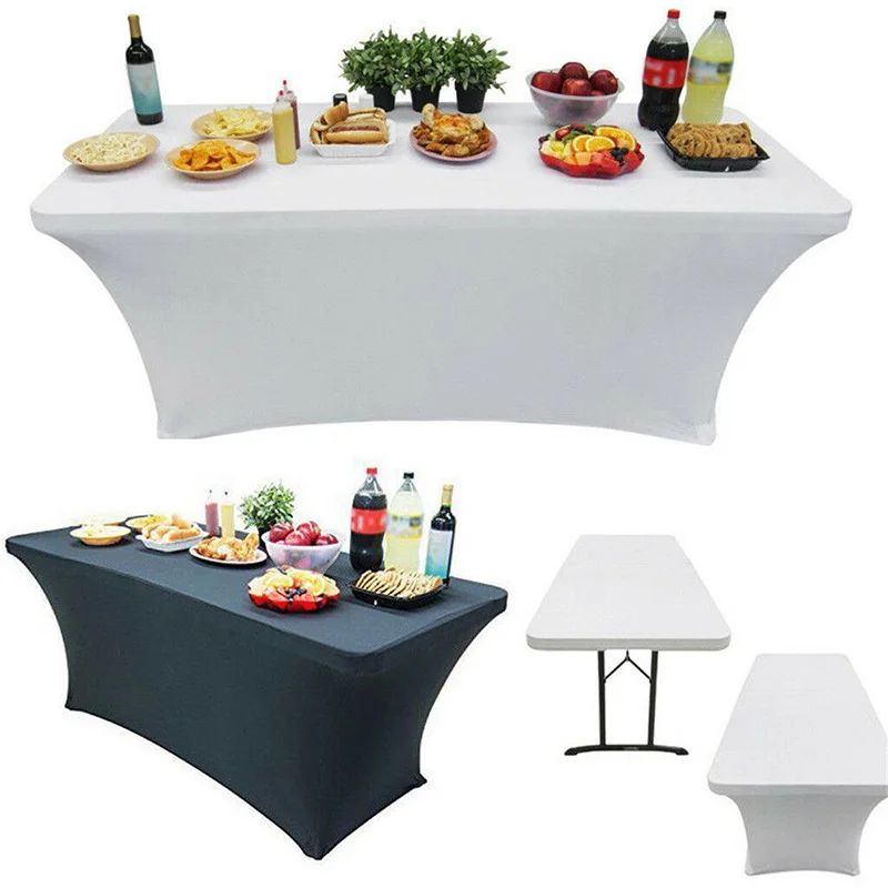Black White Pink High Stretch Tablecloth Wedding Party Beauty Salon Massage Elastic Hotel Birthday Rectangular Table Cover