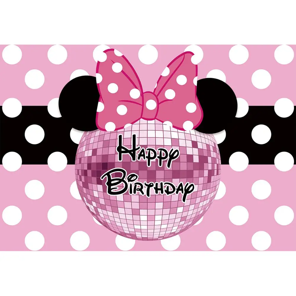 Allenjoy 귀여운 마우스 배경 행복 한 생일 소녀 베이비 샤워 파티 장식 사진 활 공주 서클 배너 배경