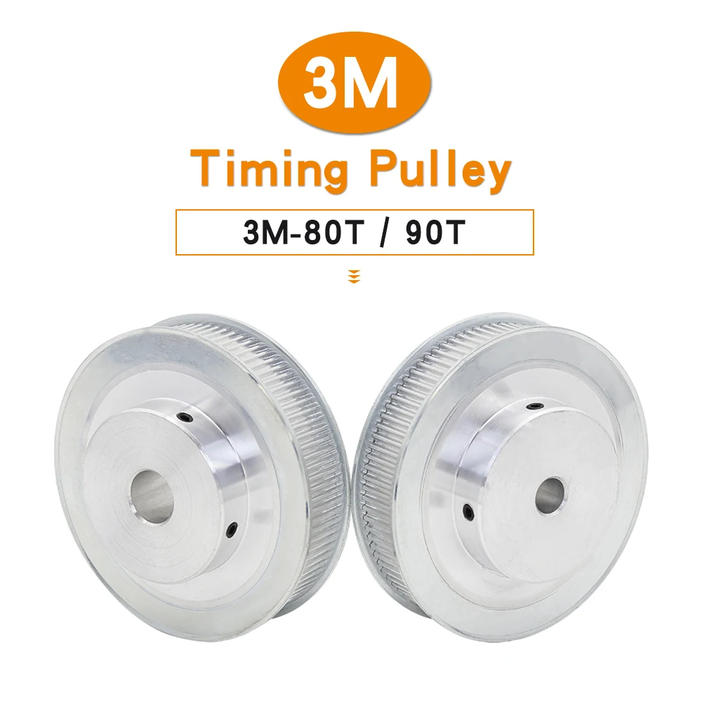 

3M-80T/90T Timing Belt Pulley Bore Size 8/10/12/15/20 mm Alloy Pulley Wheels Teeth Pitch 3.0 mm For Width 15 mm 3M Timing Belt