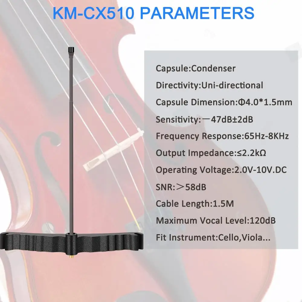 KIMAFUN KM-CX510 Mini Light Weight Condenser Microphone Instrument Musical Microphone Professional Microphones for Bass Playing