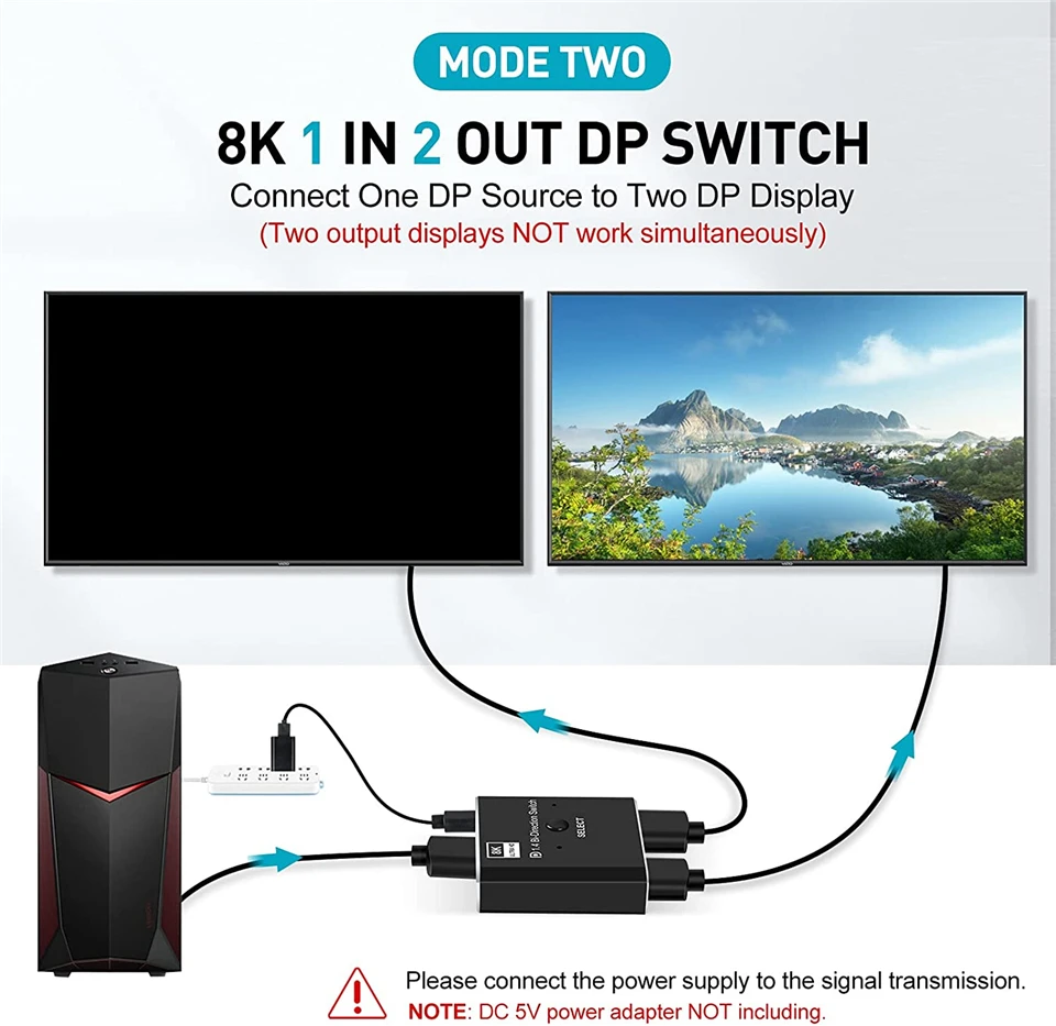 2023 Displayport 1.4 Switch 8K Displayport Bi-direction splitter switcher Displayport KVM 2X1 1X2 Display-port 8K@30Hz,4K@120Hz