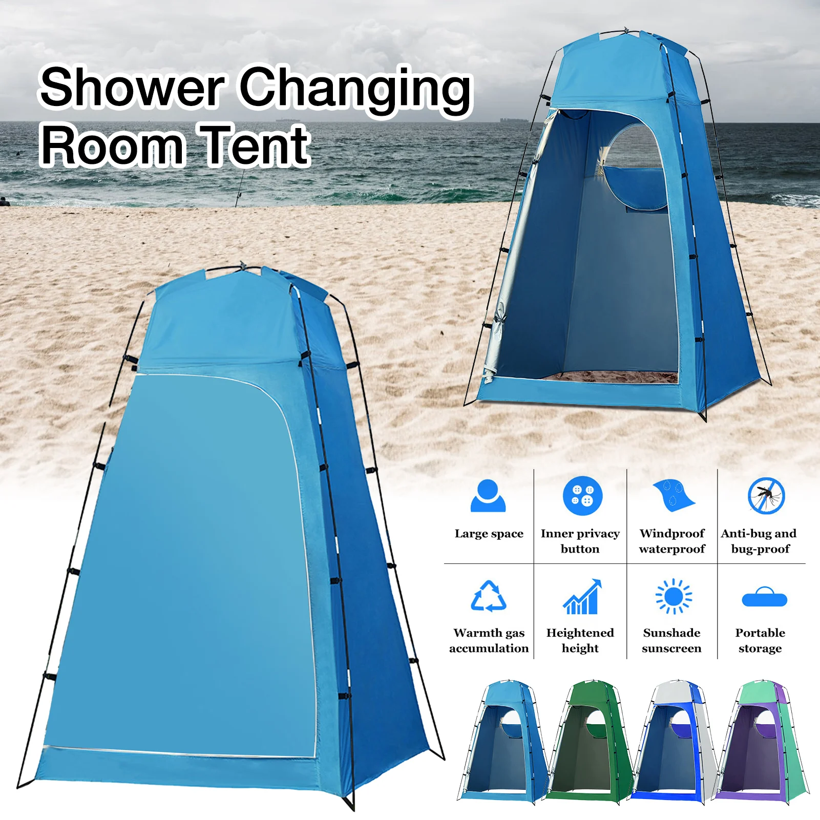 2 person shower tent beach fishing shower outdoor camping toilet tent,changing room shower tent with Carrying Bag 2020 New