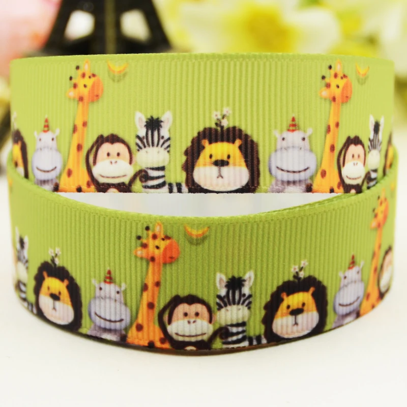 22mm 25mm 38mm 75mm Animal Cartoon printed Grosgrain Ribbon party decoration 10 Yards X-03416