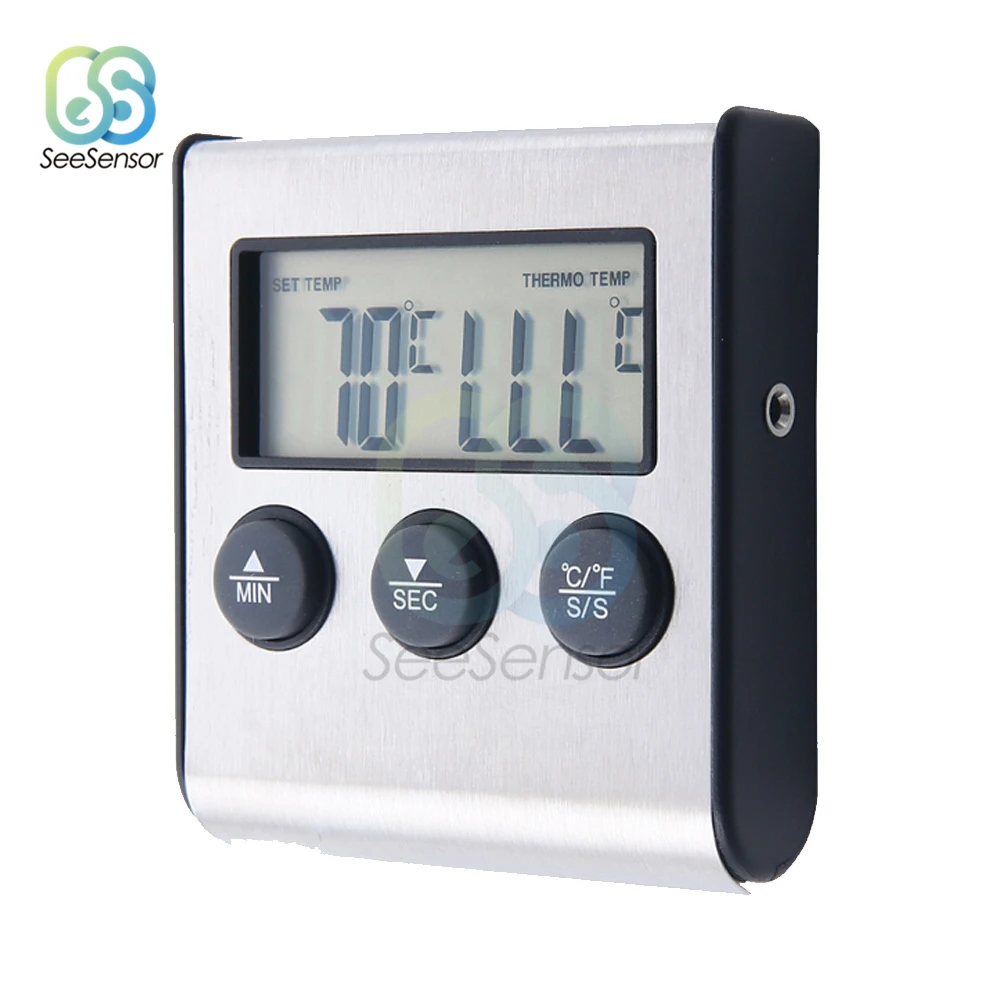 Kitchen Food Thermometer Digital Probe Oven & Meat Thermometer Timer for BBQ Grill Meat Food Cooking Temperature Gauge