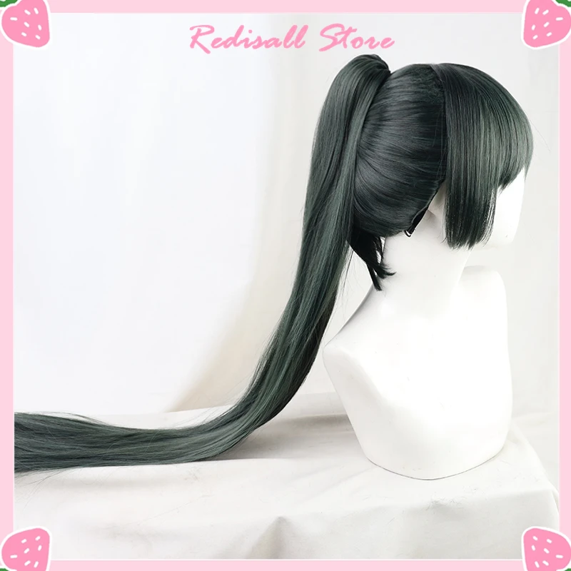 Cosplay Hazuki Ren Wig Dark Green 90cm Long Straight Ponytail Heat Resistant Hair Role Play