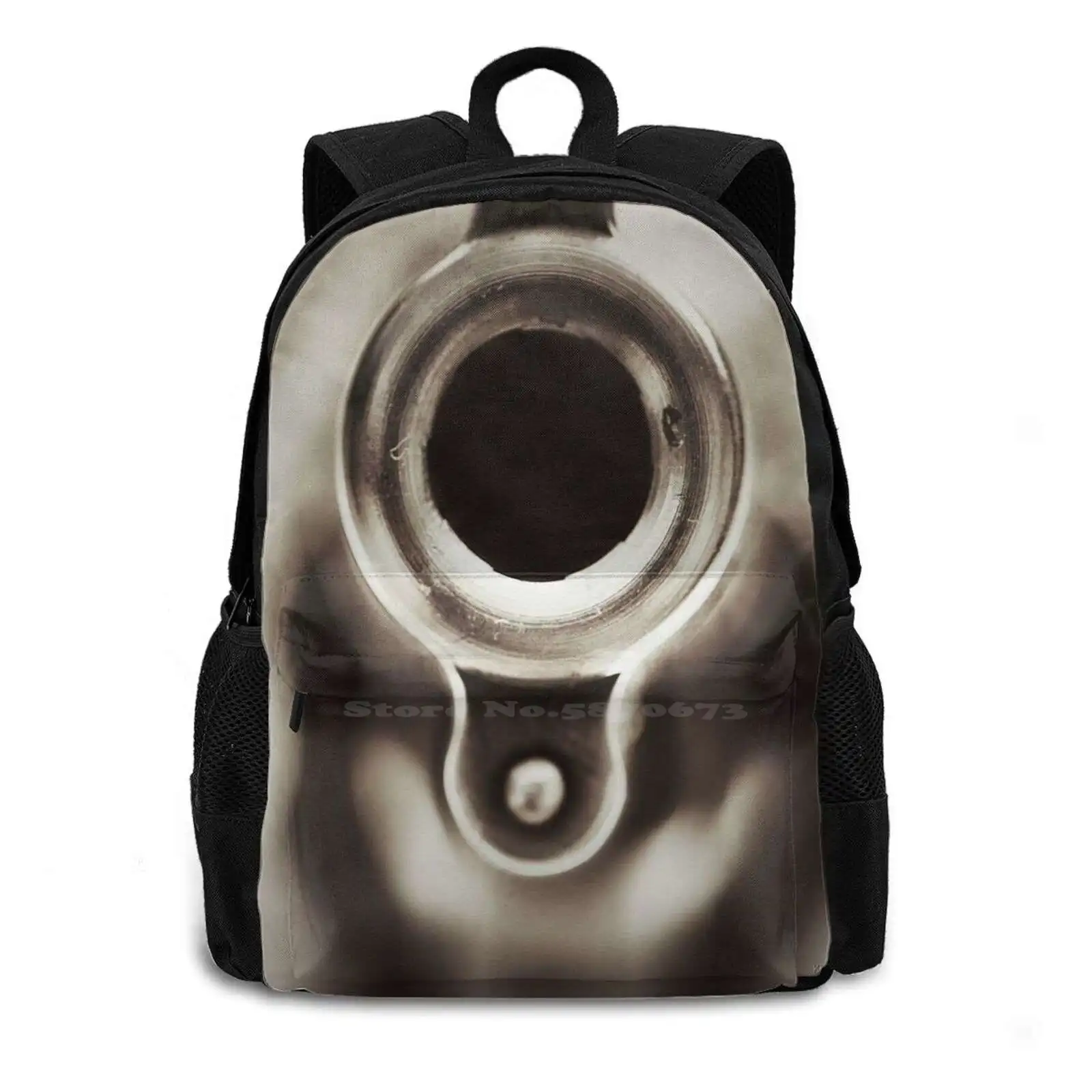 Snub Nose Rucksack Knapsack Storage Bag Backpack Guns 38 Special Handguns Conceal Weapons Black And White Self Defense Close Up