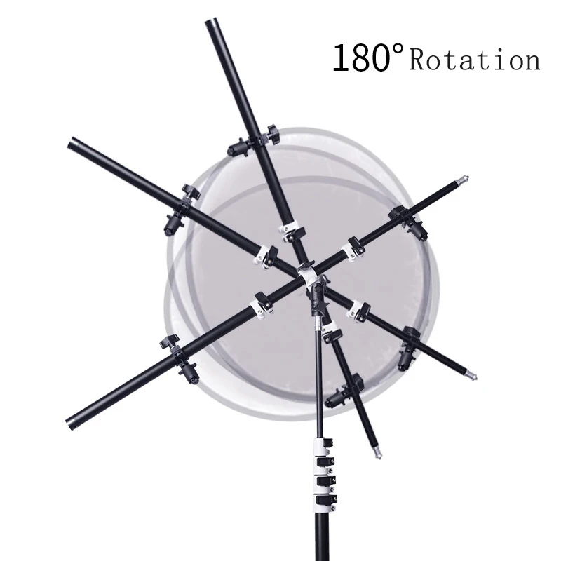 47-125ซม.Telescopic Boom Arm + หัวหมุนแผ่นสะท้อนแสงแขนสนับสนุนการถ่ายภาพผู้ถือวงเล็บคาน Photo Studio อุปกรณ์เสริม
